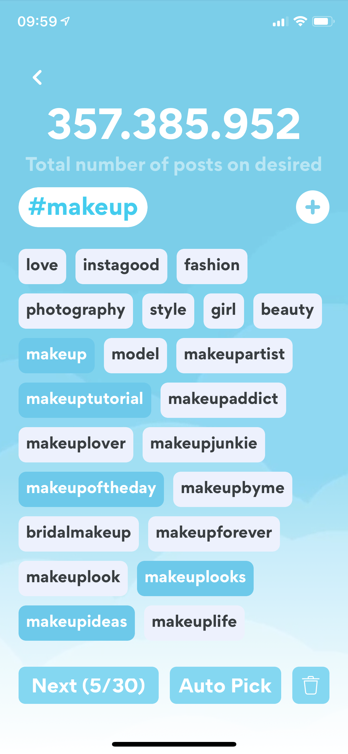 Pick from trending hashtags